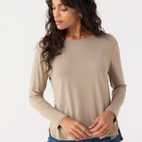 Sand Hi/Lo Bamboo Long Sleeve Top