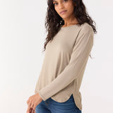 Sand Hi/Lo Bamboo Long Sleeve Top