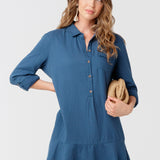 Harbor Gauze Button Front Shirt Dress