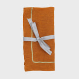 Gold trim dinner napkins, pumpkin, set of two