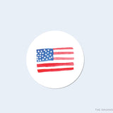 American Flag Round Stickers