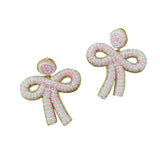 Pink & White  Bow Earrings