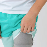Boys Aqua Colorblock Swim Trunk
