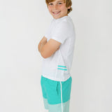 Boys Aqua Colorblock Swim Trunk