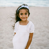 Seersucker Bow Headband in Blue/White