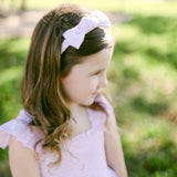 Seersucker Bow Headband in Pink/White