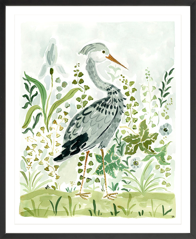 The " Heron in the Ferns" Fine Art Print