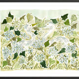 The "Herons in the Hydrangeas" Fine Art Print