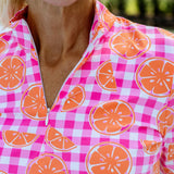 Blair Short Sleeve Top - Citrus Check Pink/Orange