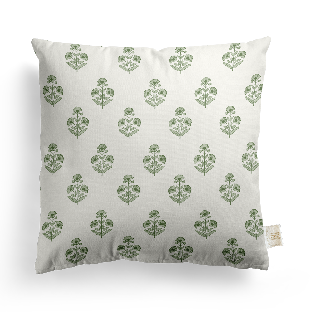 Block Print Floral Pillow Cover | Featuring Preppy Colorway