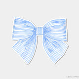 Blue Striped Bow Vinyl Sticker
