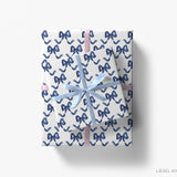 Blue and White Bow Gift Wrap