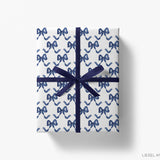 Blue and White Bow Gift Wrap