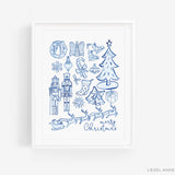 Blue and White Christmas Art Print