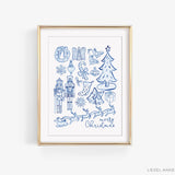 Blue and White Christmas Art Print