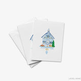 Blue and White Cuckoo Clock Greeting Card