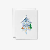 Blue and White Cuckoo Clock Greeting Card