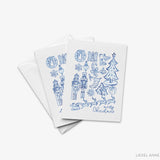 Blue and White Toile Christmas Card