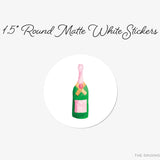 Champagne Bottle Round Stickers