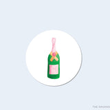 Champagne Bottle Round Stickers