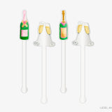 Champagne Bottles and Flutes Celebration Acrylic Drink Stir Sticks