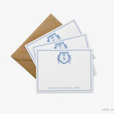 Christmas Crest Blue & White Personalized Flat Notes