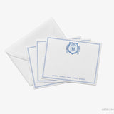 Christmas Crest Blue & White Personalized Flat Notes