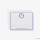 Christmas Crest Blue & White Personalized Flat Notes