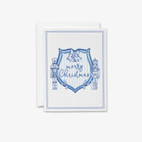 Christmas Crest Blue and White Cards