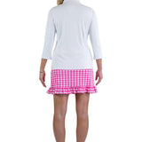 Country Club Skort with Ruffle 17"  - Gingham Hot Pink/White