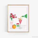 Cranberry Fizz Bar Cart Art Print