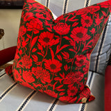 Velvet Pillow with Italian Peony Print