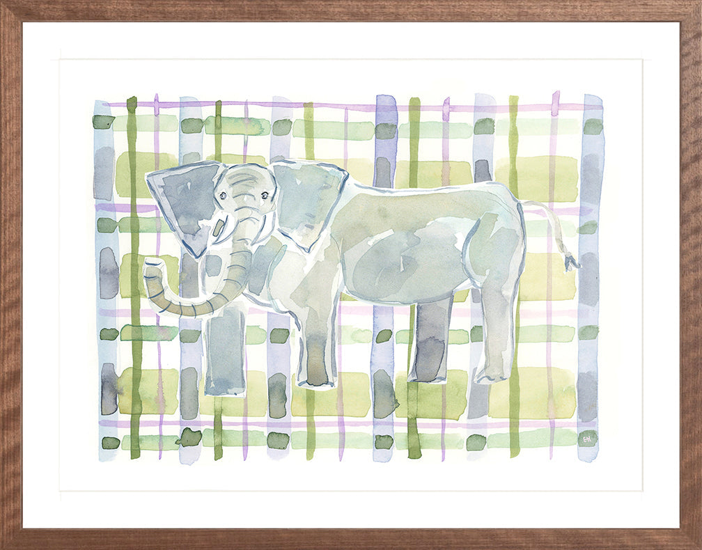 The "Plaid Elephant" Watercolor Animal Fine Art Print