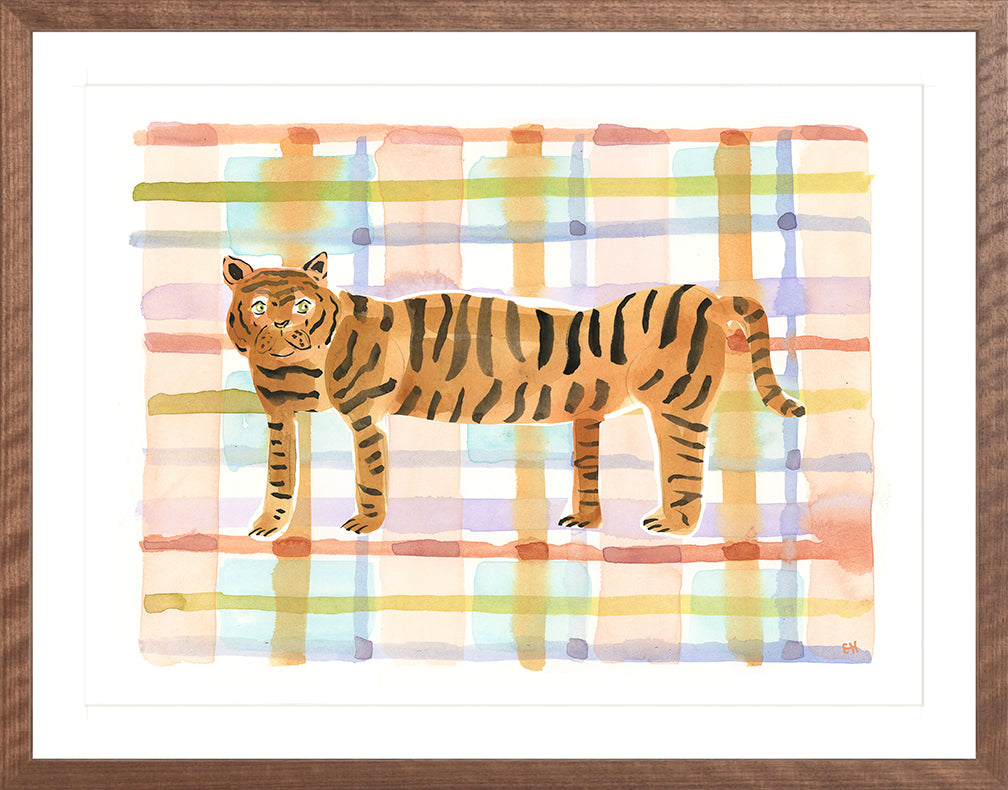 The "Plaid Tiger" Watercolor Animal Fine Art Print