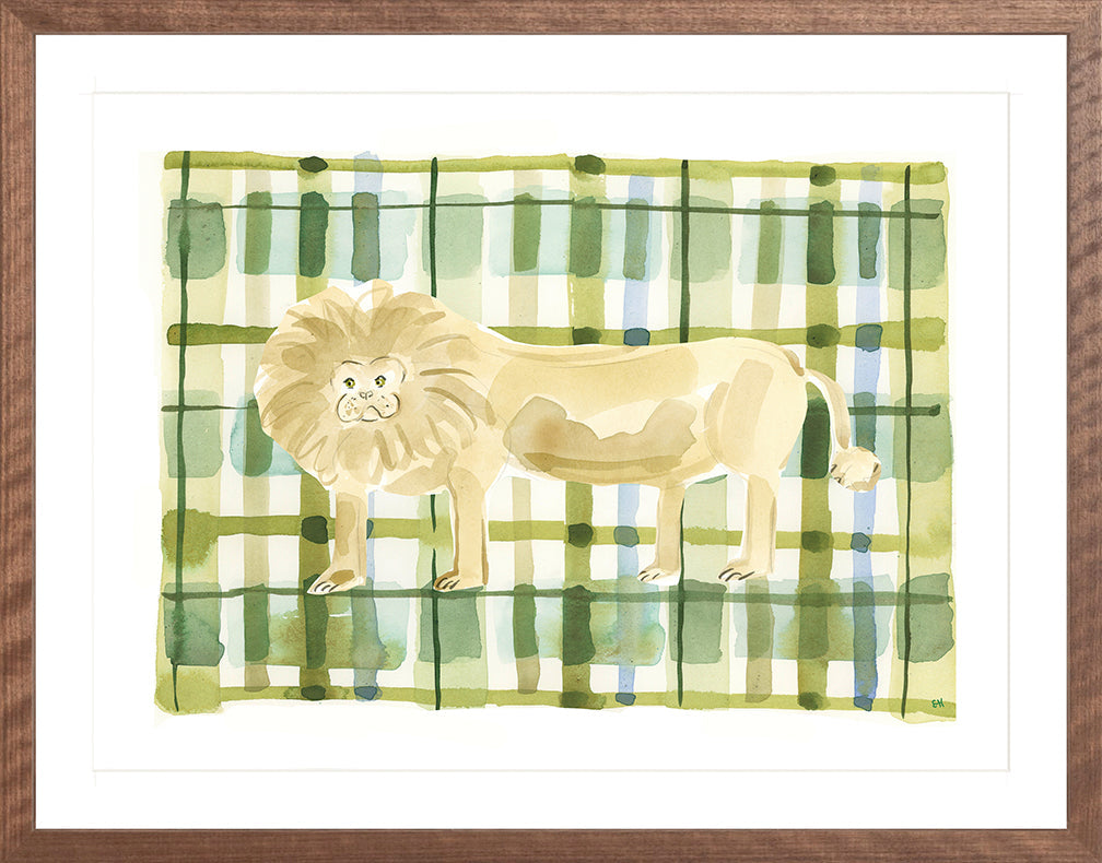 The "Plaid Lion" Watercolor Animal Fine Art Print