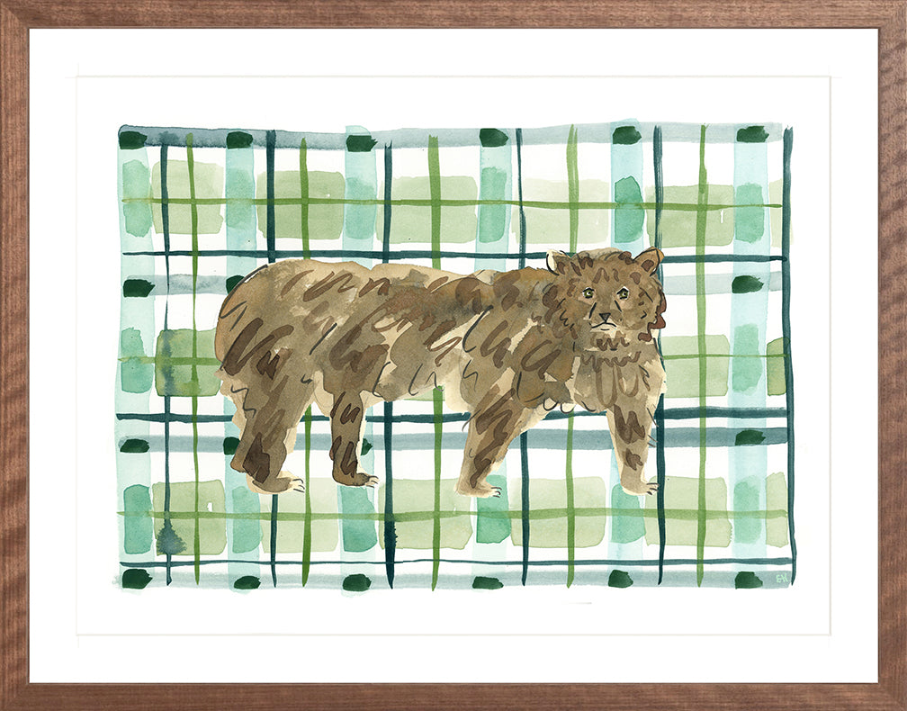 The "Plaid Bear" Watercolor Animal Fine Art Print