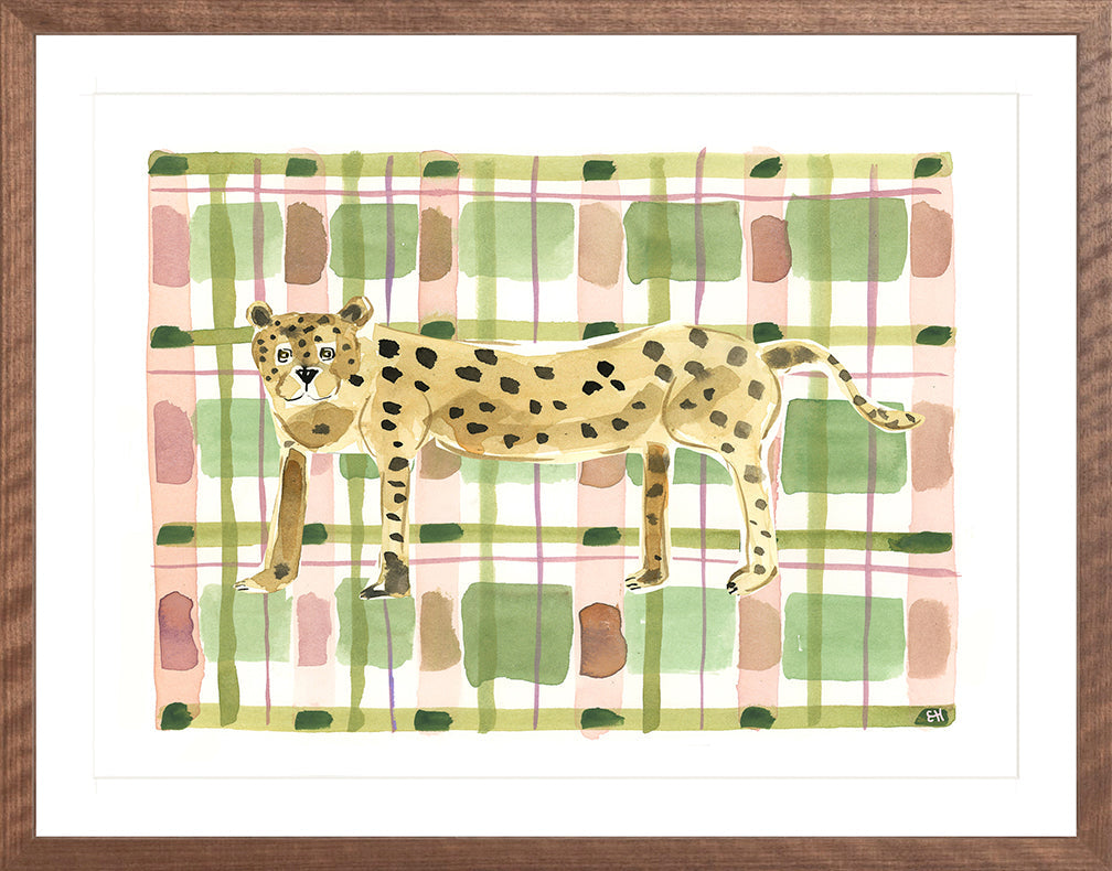 The "Plaid Leopard" Watercolor Animal Fine Art Print