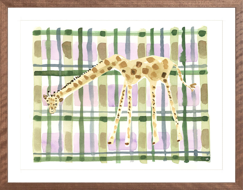 The "Plaid Giraffe" Watercolor Animal Fine Art Print