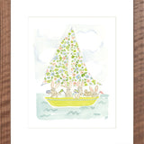 The "Sailboat Menagerie Bunnies" Fine Art Print