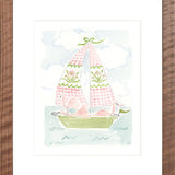 The "Sailboat Menagerie Flamingos" Fine Art Print