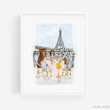 Dogs Brunching in Paris Art Print