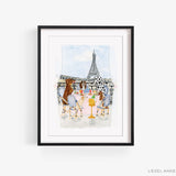 Dogs Brunching in Paris Art Print