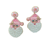 Nostalgic Vintage Pink Santa Earrings