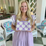 Bamboo Handle Clutch in Lavender Bows