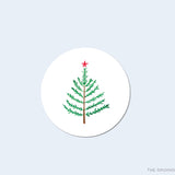 Evergreen Branch Round Stickers