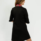 Lizzie Dress - Solid Black/Red Plaid