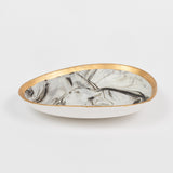 Marbleized porcelain ring dish, grey