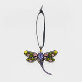 Dragonfly hanging ornament, rose and olive