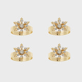 Classic snowflake skinny napkin rings, crystal, set of four