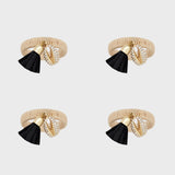 Skinny puka shell napkin ring, black, set of four